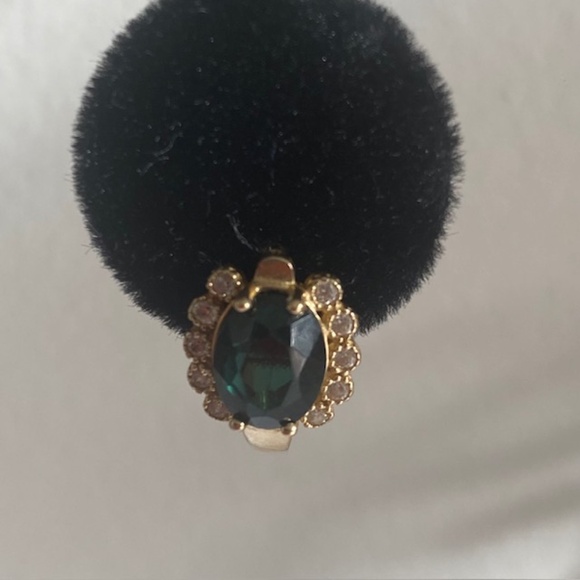 Vintage Art Deco 14 Karat Real Gold Earrings with Spinel and CZ - Picture 3 of 7